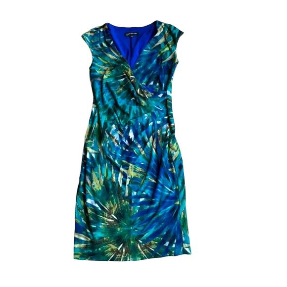 Jones New York Dress Women's Size 8 Multicolor Sheath Surplice Stretch Tropical - Picture 13 of 13